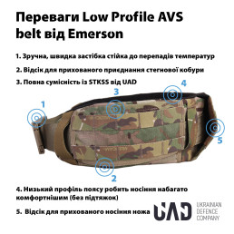 Комплект плитоноска AVS пояс AVS система StKSS сумка для плитоноски AVS ZIP бічні плити 15х15 см Emerson Мультикамуфляж