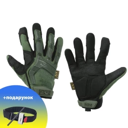 Перчатки тактические полнопалые M-PACT сенсорные Mechanix Олива Учебный турникет