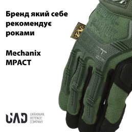 Перчатки тактические полнопалые M-PACT сенсорные Mechanix Олива Учебный турникет