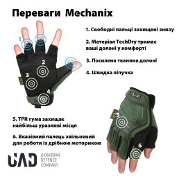 Перчатки тактические короткие M-PACT Mechanix UAD Олива