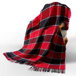 Набір Плед вовняний П7 біл-черв-чорний 140×200 см + Ліхтар-лампа LED 21см з датчиком руху Love You