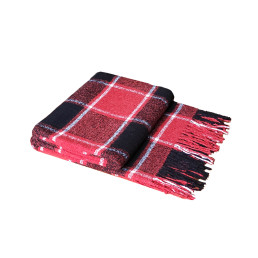 Набір Плед вовняний П7 біл-черв-чорний 140×200 см + Ліхтар-лампа LED 21см з датчиком руху Love You