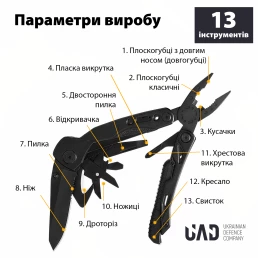 Мультитул 13 инструментов UAD Черный Черный