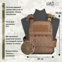 Плитоноска модульна AVS Tactical Vest з боковим захистом Emerson Койот